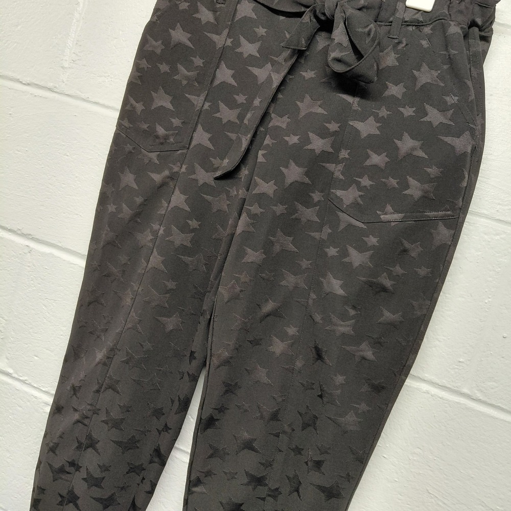 JOLT Pull On Balck Star Print Casual Pants Womens MEDIUM Elastic Waist Jogger - Picture 2 of 8
